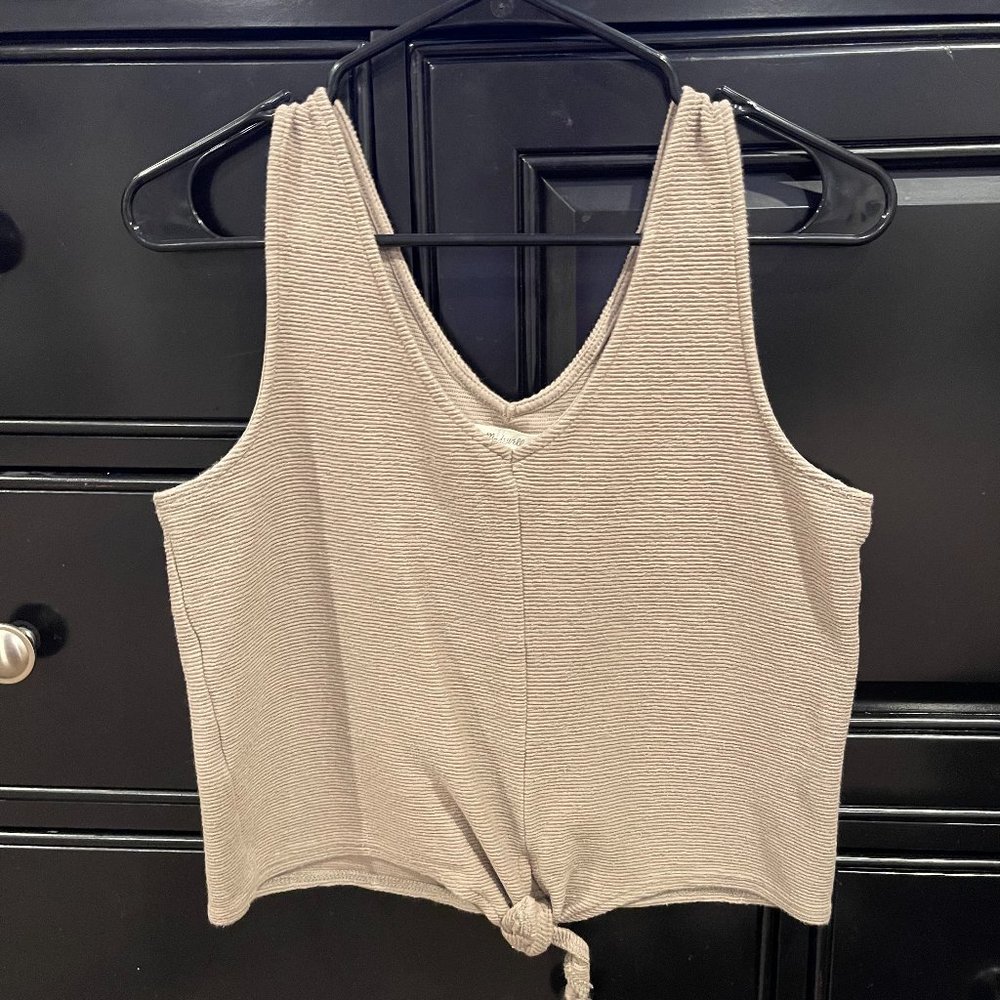 Madewell Striped Tan Crop Top - Size Medium